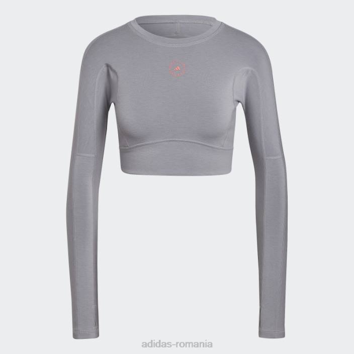 Adidas de stella mccartney truestrength trunchiat cu mânecă lungă hot light onix unisex onix lumina 2JBN2533