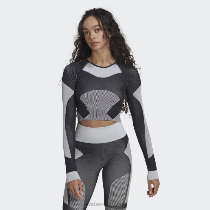 Adidas de stella mccartney truestrength yoga crop top fashion negru unisex negru/alb/onix 2JBN2216