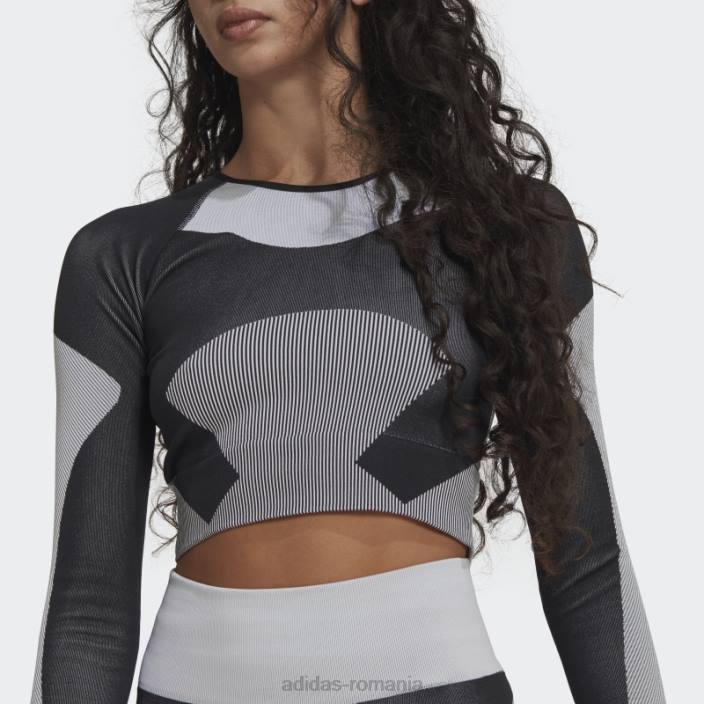 Adidas de stella mccartney truestrength yoga crop top fashion negru unisex negru/alb/onix 2JBN2216