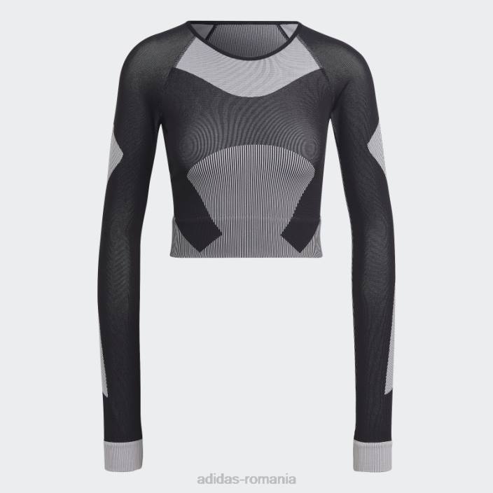 Adidas de stella mccartney truestrength yoga crop top fashion negru unisex negru/alb/onix 2JBN2216