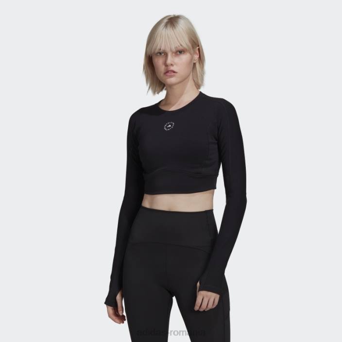 Adidas de stella negru mccartney truestrength trunchiat mânecă lungă fierbinte unisex negru 2JBN2377