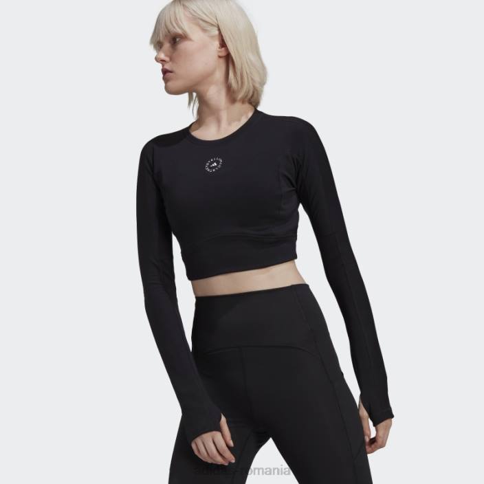 Adidas de stella negru mccartney truestrength trunchiat mânecă lungă fierbinte unisex negru 2JBN2377