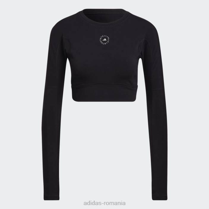 Adidas de stella negru mccartney truestrength trunchiat mânecă lungă fierbinte unisex negru 2JBN2377