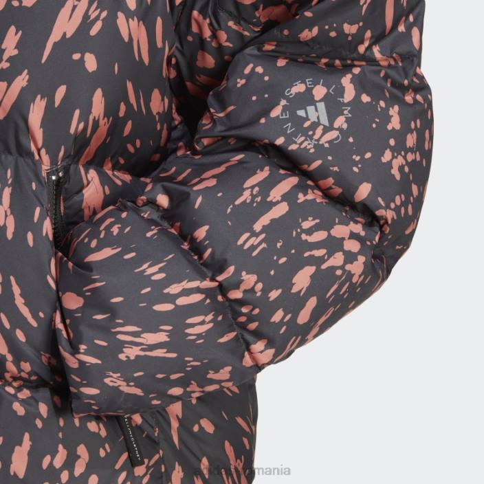 Adidas earth by stella mccartney jachetă de iarnă căptușită de lungime mijlocie imprimată unisex pământ/negru 2JBN17086