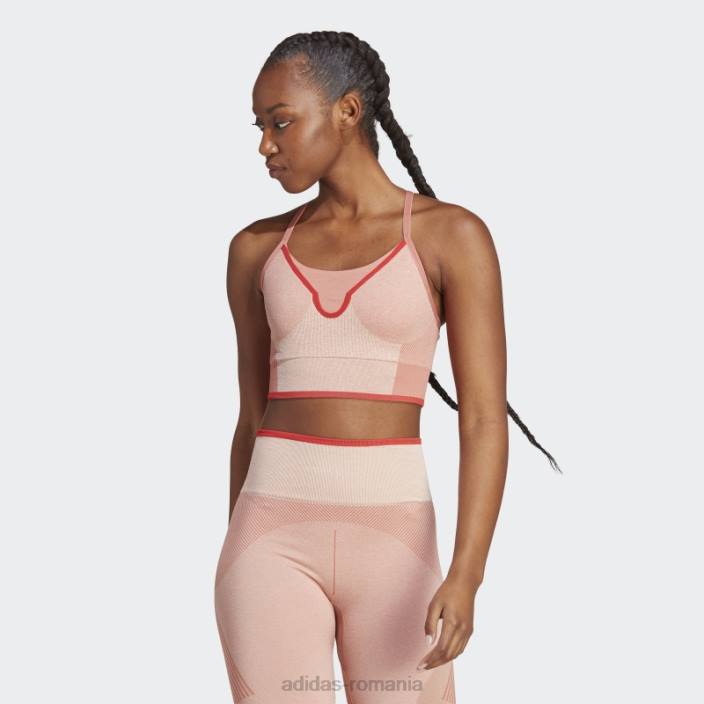 Adidas earth by stella mccartney sutien sport cu suport mediu fierbinte unisex pământ/migdale/cayenne ars 2JBN23758