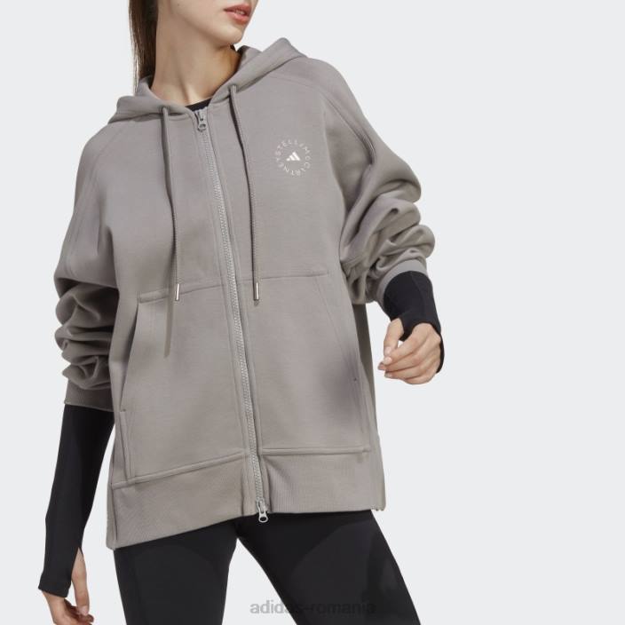 Adidas hanorac cu fermoar complet, gri porumbel de stella mccartney unisex gri porumbel 2JBN16662