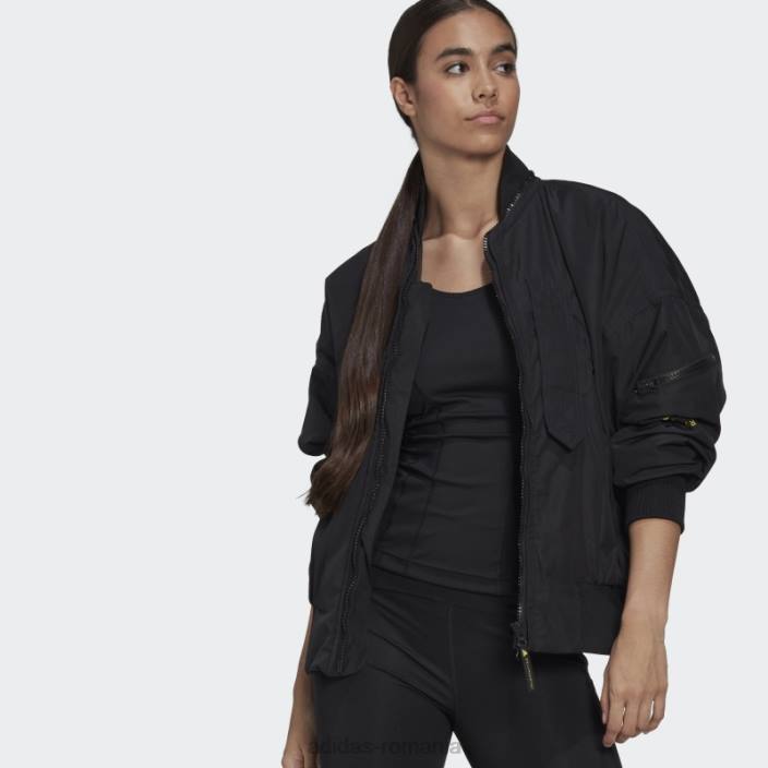 Adidas jachetă bomber țesătă black hot by stella mccartney unisex negru/galben șoc 2JBN2603