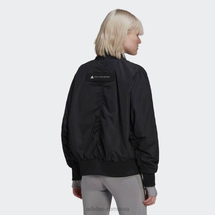 Adidas jachetă bomber țesătă neagră de stella mccartney la modă unisex negru 2JBN10096