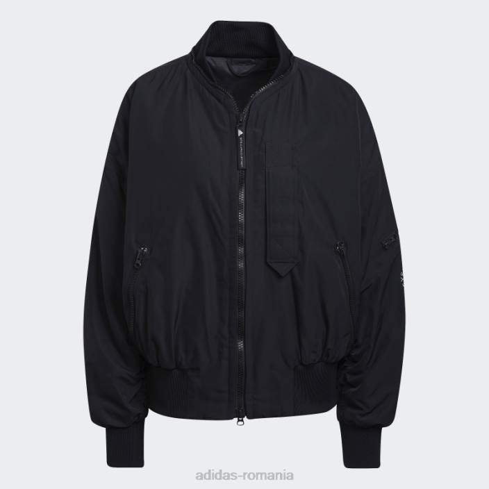 Adidas jachetă bomber țesătă neagră de stella mccartney la modă unisex negru 2JBN10096