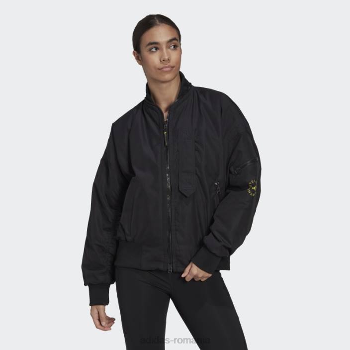 Adidas jachetă bomber împletită neagră by stella mccartney unisex negru/galben șoc 2JBN10174