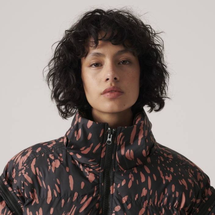 Adidas jachetă de iarnă lungă căptușită neagră de stella mccartney fierbinte unisex negru/pământ 2JBN10219