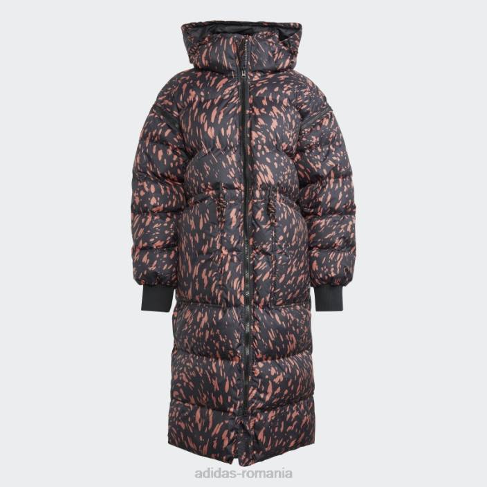 Adidas jachetă de iarnă lungă căptușită neagră de stella mccartney fierbinte unisex negru/pământ 2JBN10219