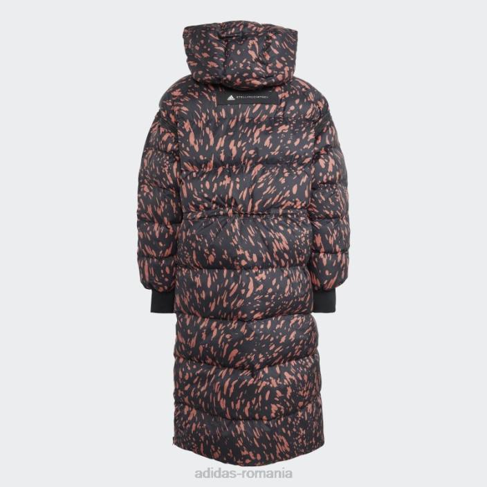 Adidas jachetă de iarnă lungă căptușită neagră de stella mccartney fierbinte unisex negru/pământ 2JBN10219