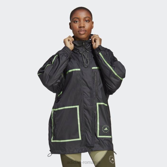 Adidas jachetă neagră fierbinte de stella mccartney truenature împachetabilă (neutru de gen) unisex negru 2JBN16986