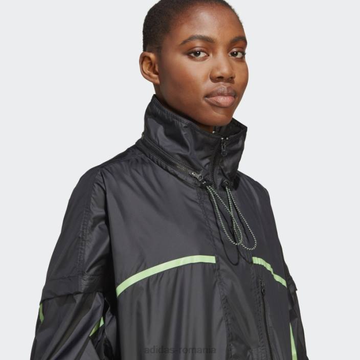 Adidas jachetă neagră fierbinte de stella mccartney truenature împachetabilă (neutru de gen) unisex negru 2JBN16986