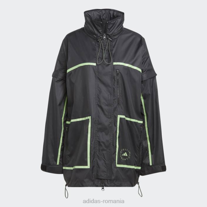 Adidas jachetă neagră fierbinte de stella mccartney truenature împachetabilă (neutru de gen) unisex negru 2JBN16986