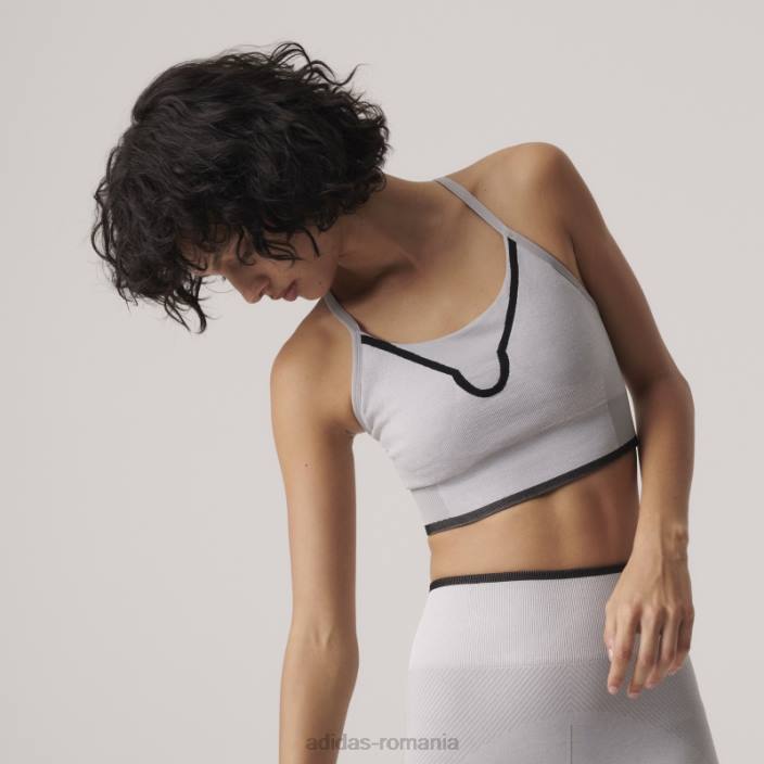 Adidas mgh solid grey by stella mccartney sutien sport cu suport mediu fashion unisex mgh solid gri/alb/negru 2JBN23756