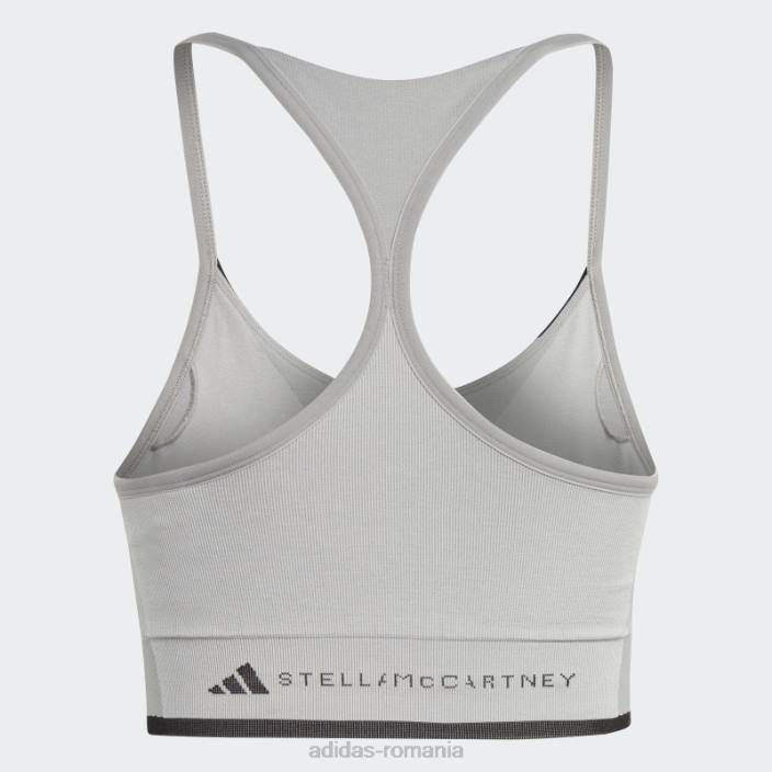 Adidas mgh solid gri by stella mccartney sutien sport cu suport mediu unisex mgh solid gri/alb/negru 2JBN10158