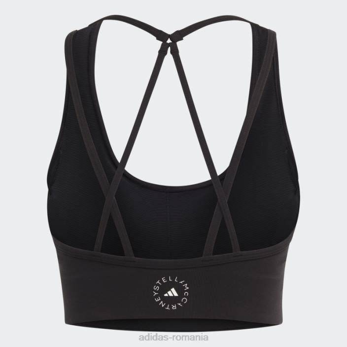 Adidas negru de stella mccartney sutien cu suport mediu truestrength fierbinte unisex alb negru 2JBN16611