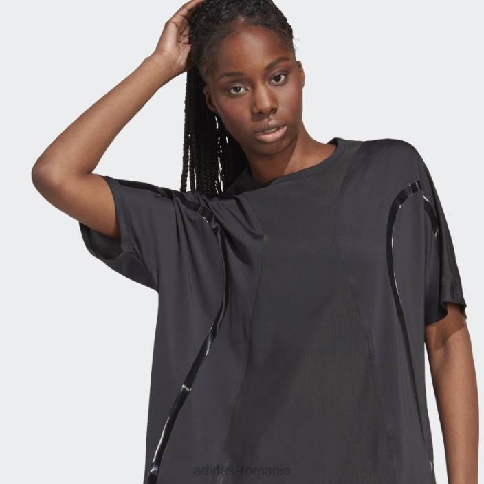 Adidas negru de stella mccartney truepace alergând modă tricou largi unisex negru 2JBN16563