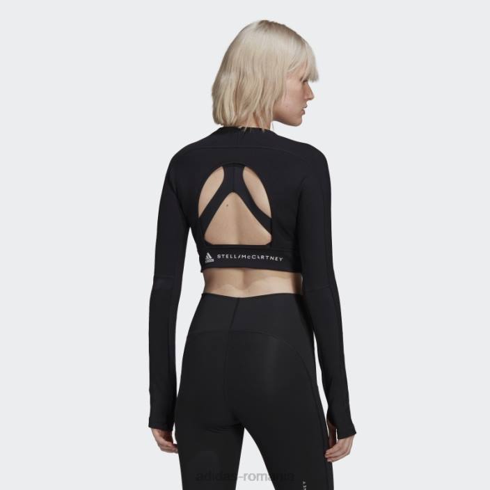 Adidas negru de stella mccartney truestrength decupat mânecă lungă fierbinte unisex negru 2JBN10302