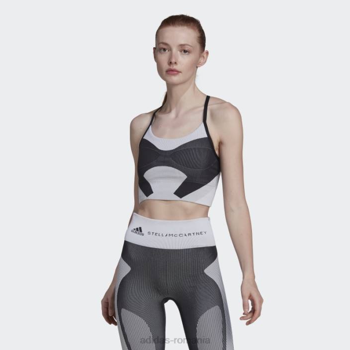 Adidas negru de stella mccartney truestrength yoga tricot sutien ușor de susținere fierbinte unisex negru/alb/onix 2JBN2420