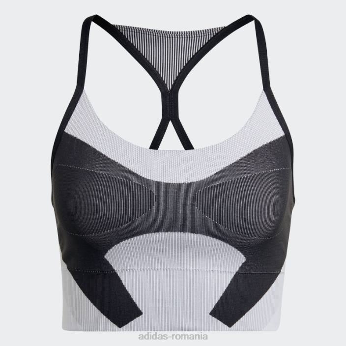 Adidas negru de stella mccartney truestrength yoga tricot sutien ușor de susținere fierbinte unisex negru/alb/onix 2JBN2420