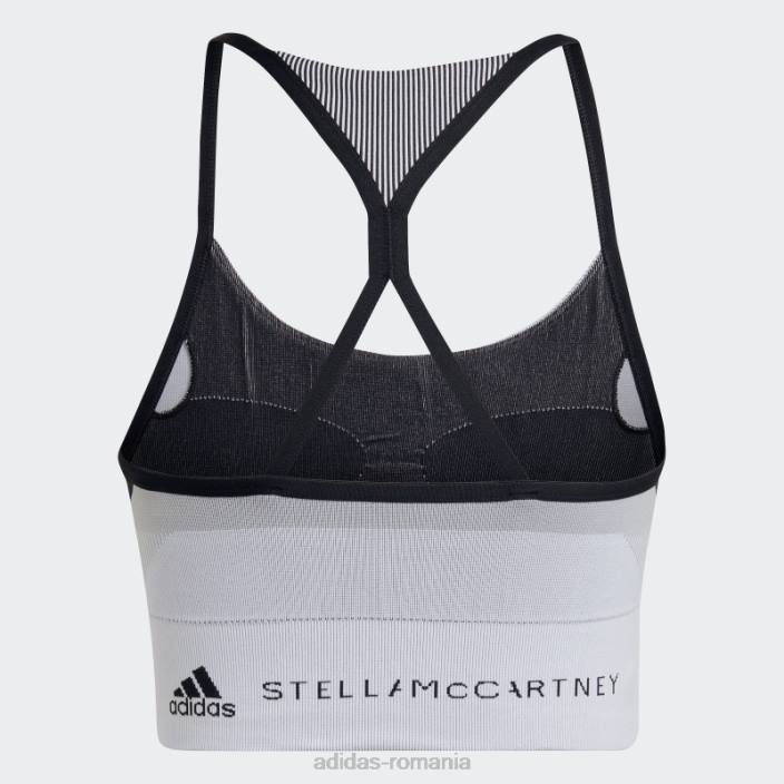 Adidas negru de stella mccartney truestrength yoga tricot sutien ușor de susținere fierbinte unisex negru/alb/onix 2JBN2420