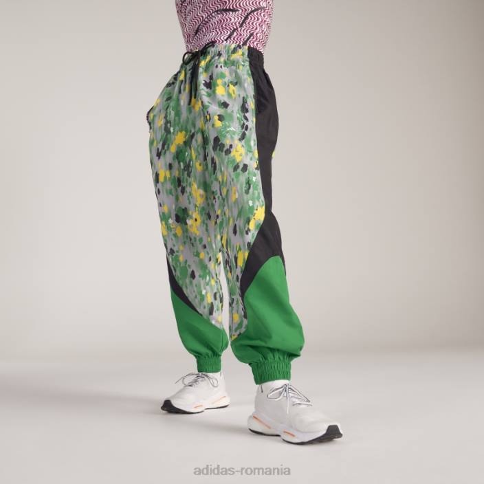 Adidas pantaloni de sport țesuți cu imprimeu negru by stella mccartney fierbinte unisex negru/verde 2JBN10553