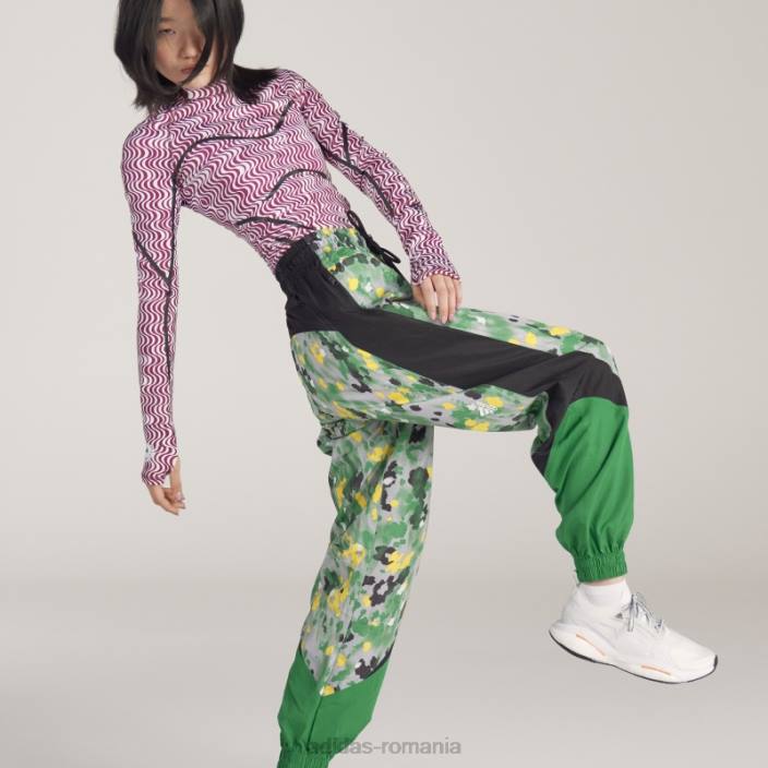 Adidas pantaloni de sport țesuți cu imprimeu negru by stella mccartney fierbinte unisex negru/verde 2JBN10553