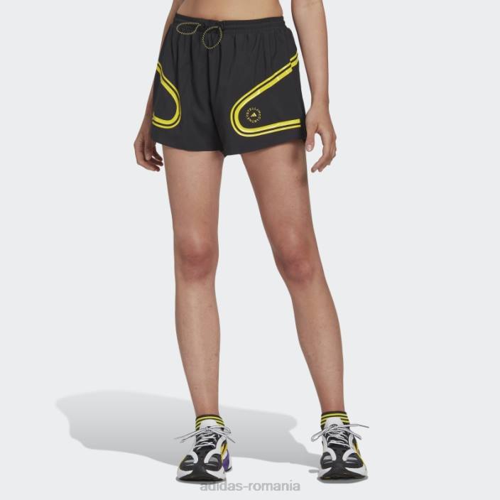 Adidas pantaloni scurți de alergare negri de stella mccartney truepace fierbinți unisex negru/galben șoc 2JBN23634