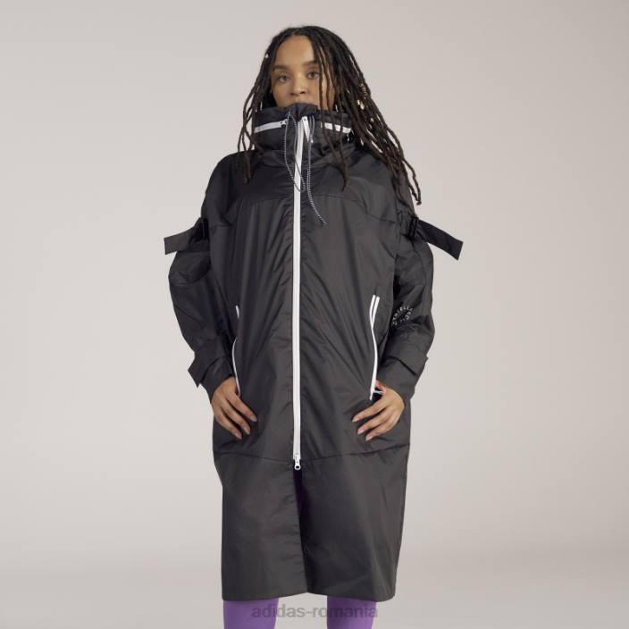 Adidas parka lungă neagră de stella mccartney unisex negru 2JBN24067