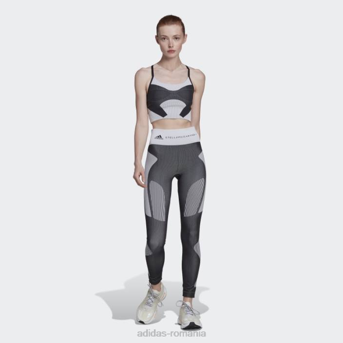 Adidas sutien de susținere ușoară negru de stella mccartney truestrength yoga tricot unisex negru/alb/onix 2JBN23755