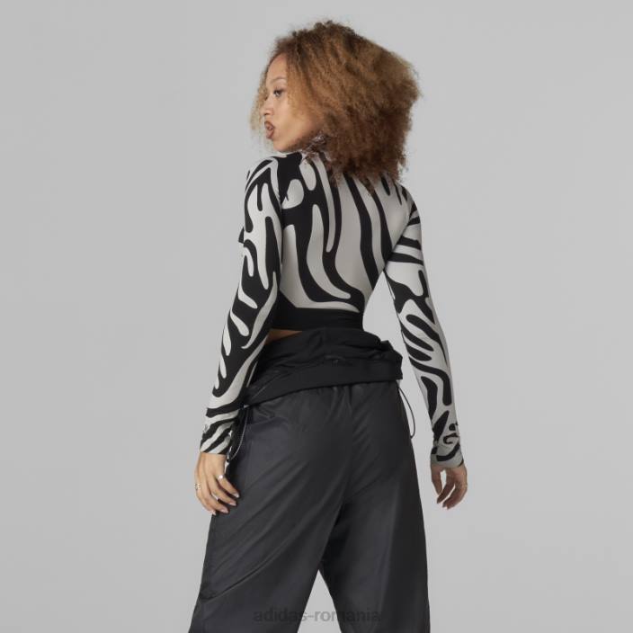 Adidas top crop wolford fără sudură fashion gri by stella mccartney unisex gri/negru 2JBN2524