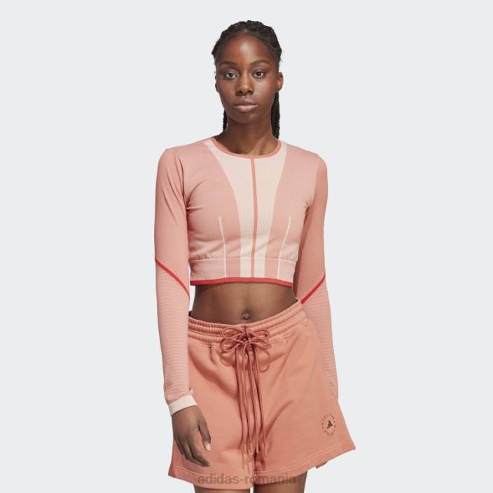 Adidas top cu mânecă lungă earth by stella mccartney truestrength unisex pământ/migdale/cayenne ars 2JBN17085