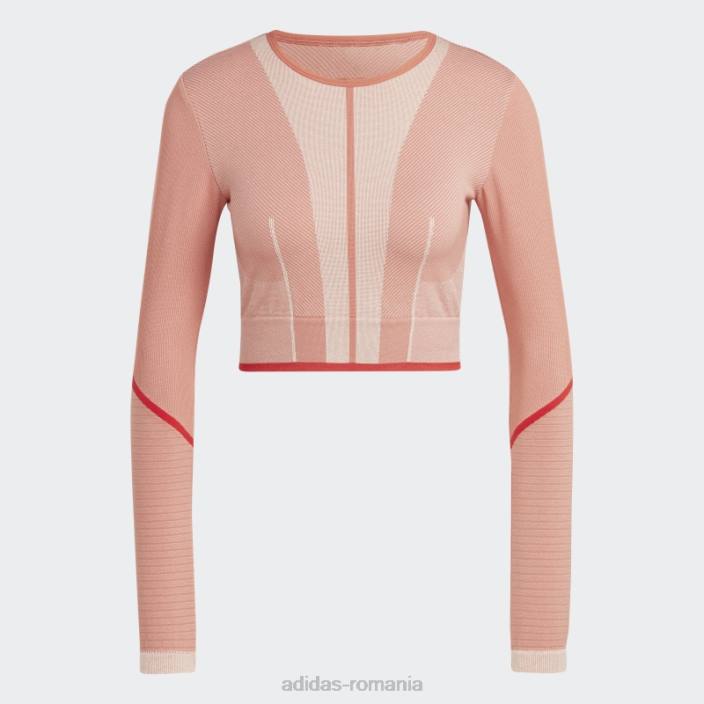 Adidas top cu mânecă lungă earth by stella mccartney truestrength unisex pământ/migdale/cayenne ars 2JBN17085