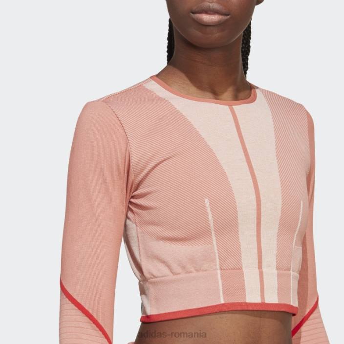 Adidas top cu mânecă lungă earth by stella mccartney truestrength unisex pământ/migdale/cayenne ars 2JBN17085