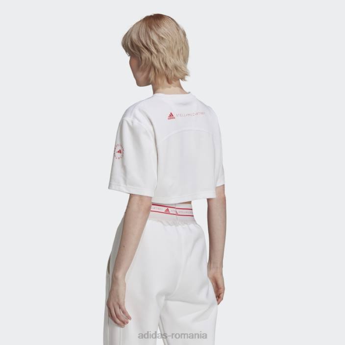 Adidas tricou decupat alb fierbinte de stella mccartney viitorul loc de joacă unisex alb/roz 2JBN2661