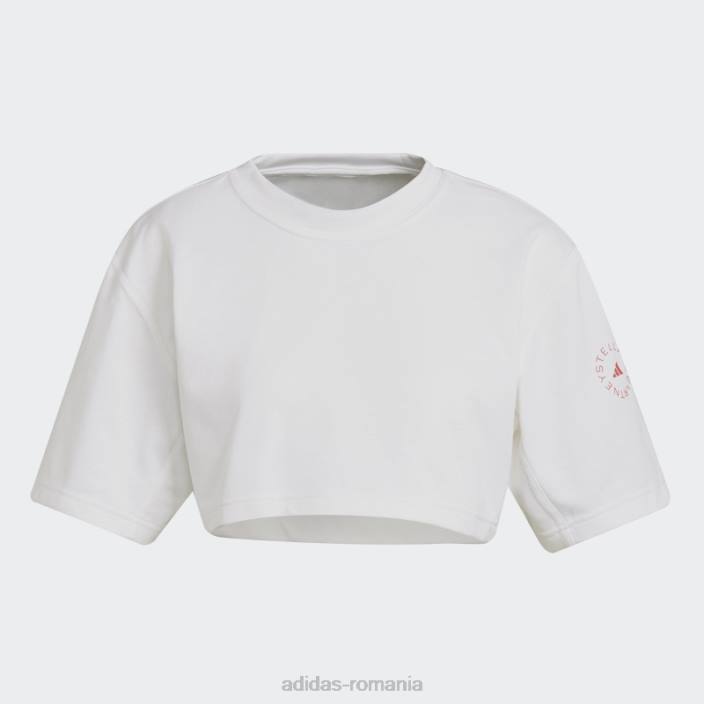 Adidas tricou decupat alb fierbinte de stella mccartney viitorul loc de joacă unisex alb/roz 2JBN2661