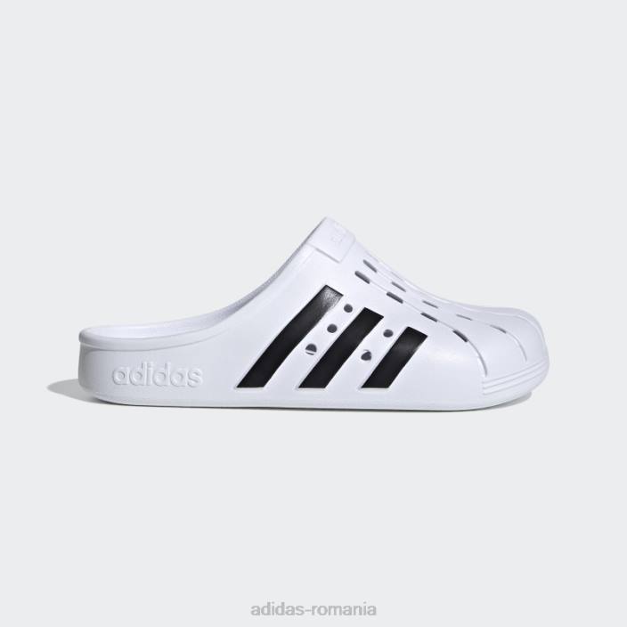 Adidas sabotii albi adilette unisex alb negru 2JBN3838