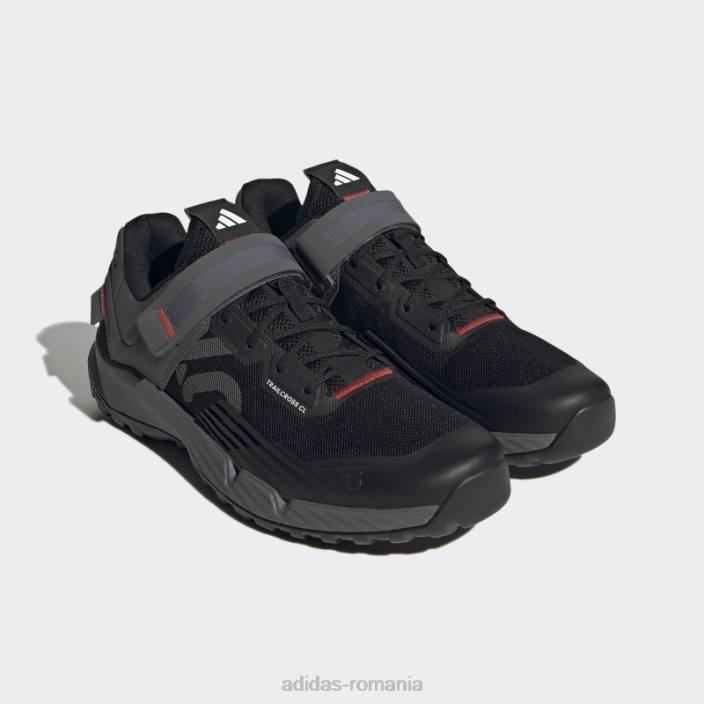 Adidas pantofi gri 5.10 trailcross cu clips pentru ciclism montan unisex negru/gri/rosu 2JBN12782