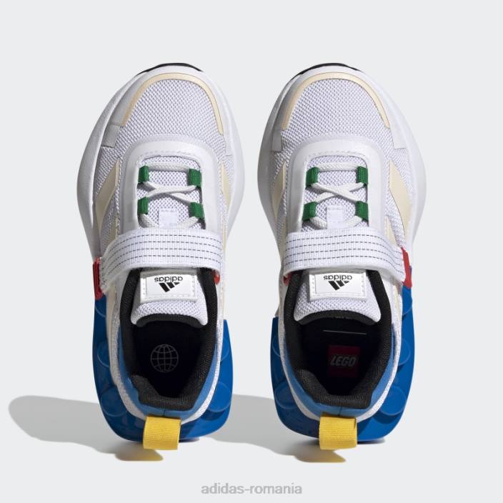 Adidas alb fierbinte x lego tech rnr pantofi cu dantelă elastică și cu curele de sus unisex alb/albastru șoc 2JBN3494
