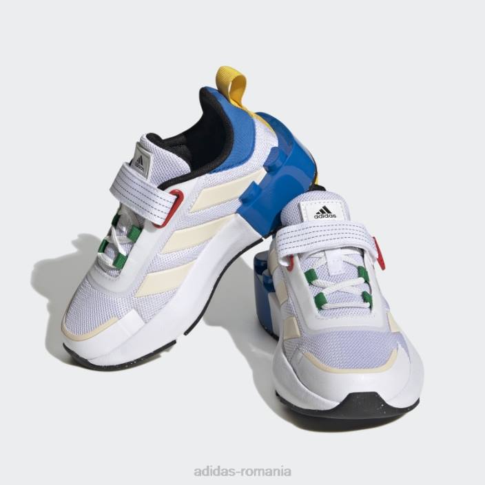 Adidas alb fierbinte x lego tech rnr pantofi cu dantelă elastică și cu curele de sus unisex alb/albastru șoc 2JBN3494