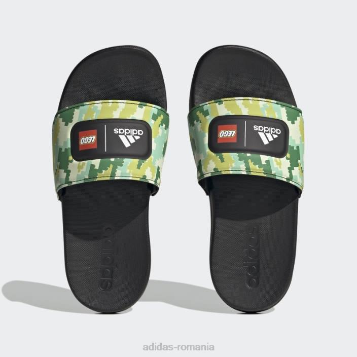 Adidas diapozitive adilette x lego black hot unisex strălucire neagră/albă/verde 2JBN11288