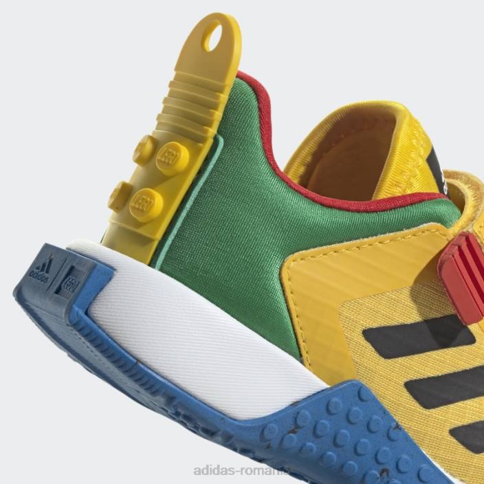 Adidas eqt yellow dna x lego pantofi cu cârlig și buclă cu două curele de modă unisex eqt galben/negru/albastru șoc 2JBN11118