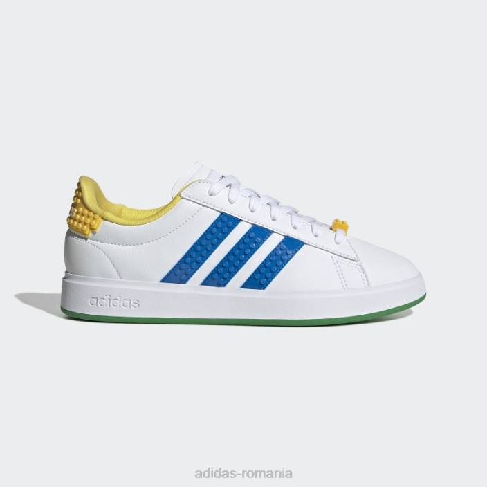Adidas pantofi white hot grand court x lego 2.0 unisex alb/albastru șoc/galben 2JBN4049
