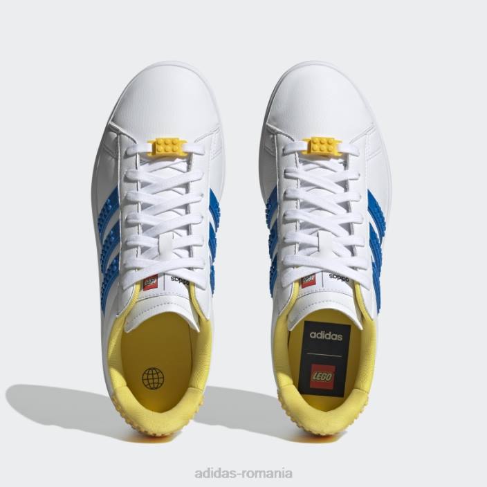 Adidas pantofi white hot grand court x lego 2.0 unisex alb/albastru șoc/galben 2JBN4049