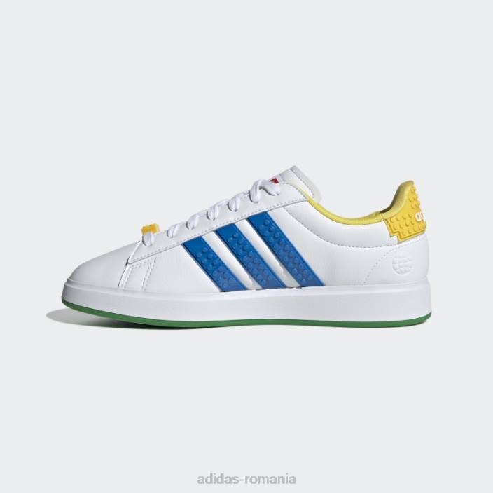 Adidas pantofi white hot grand court x lego 2.0 unisex alb/albastru șoc/galben 2JBN4049