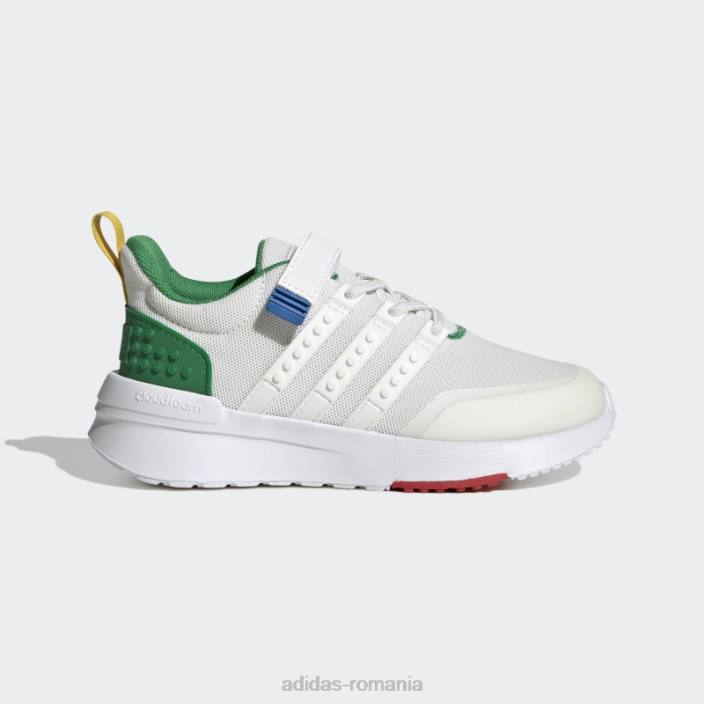Adidas x lego racer tr21 pantofi cu dantela elastica si cu bretele de sus alb unisex alb/verde 2JBN17955
