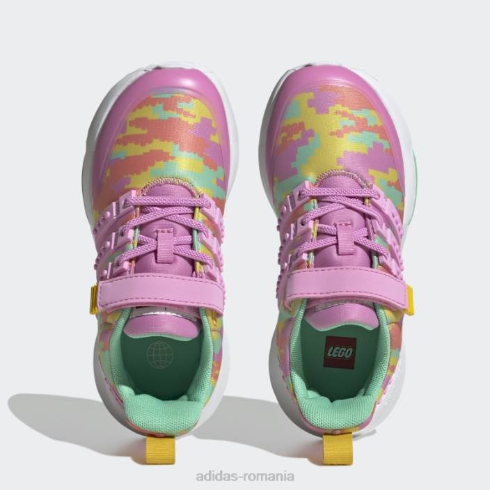 Adidas x lego racer tr21 pantofi cu dantela elastica si cu curea de sus orhidee fierbinte unisex orhidee/eqt galben 2JBN18043